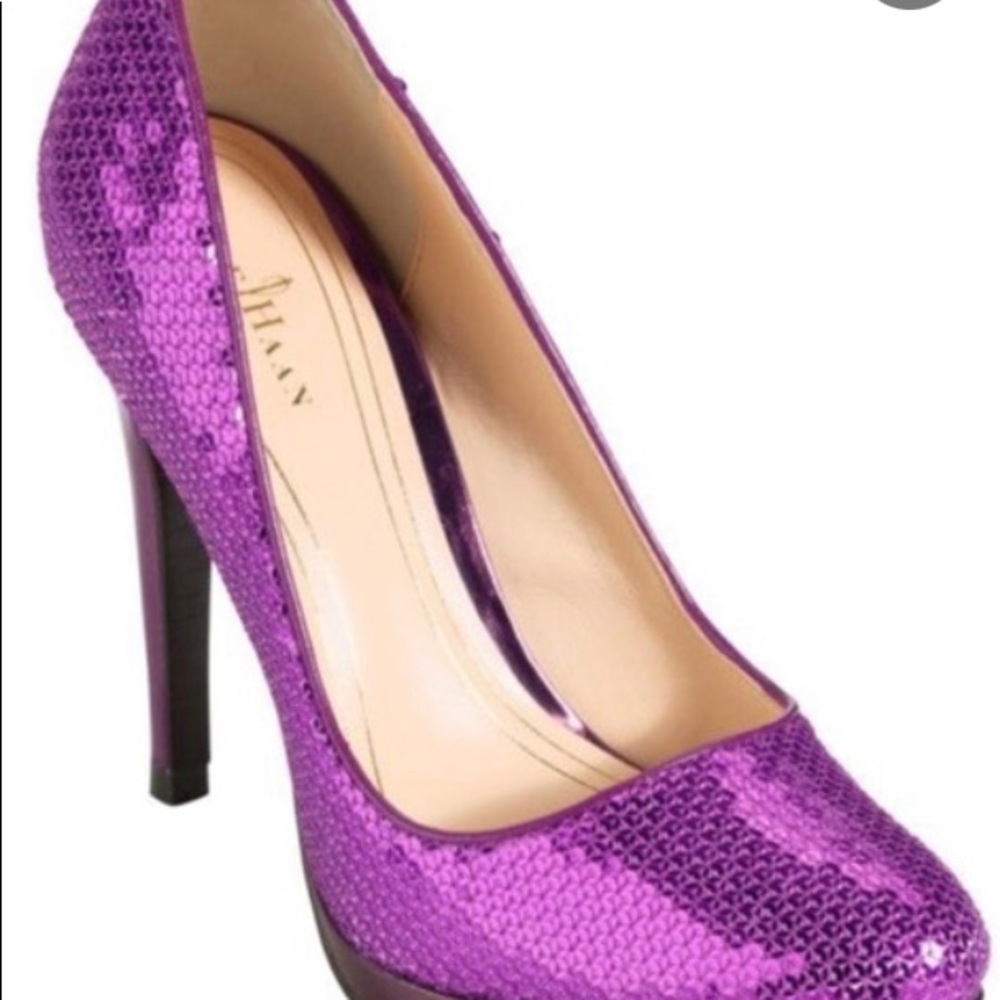 ⭐️Cole Haan Chelsea Purple Sequin Heel Pump⭐️ - Picture 3 of 14